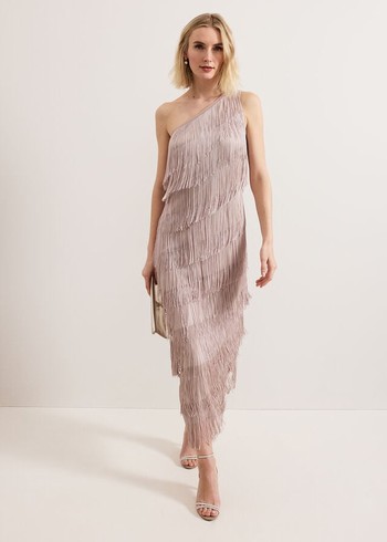 Phase Eight Amity Fringe Dress Pink Australia | TA5032819